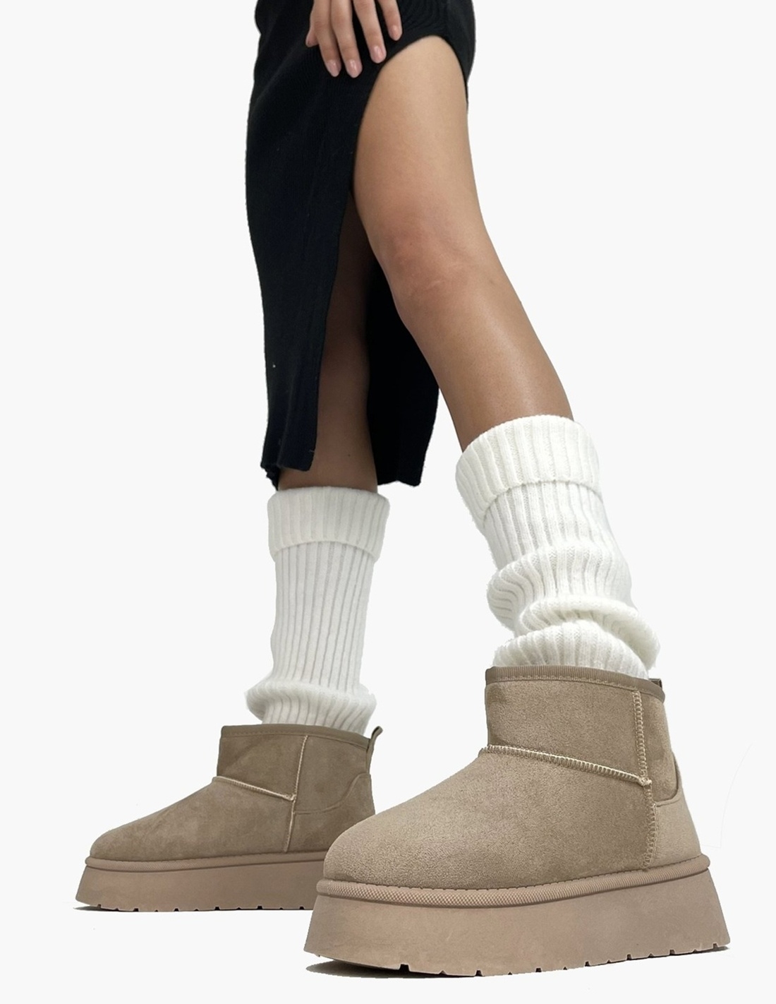 Botas de Pelo Taupe Mujer -...