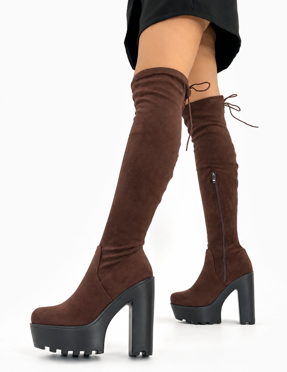 Bota alta trendy marron